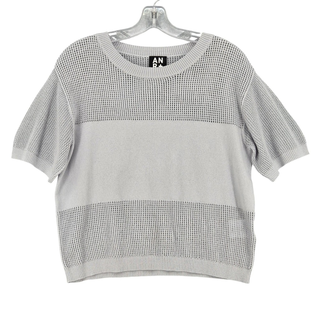 Alp‎ N Rock ANR+ Women's Large Mesh Knit Short Sleeve Top Organic Cotton Gray